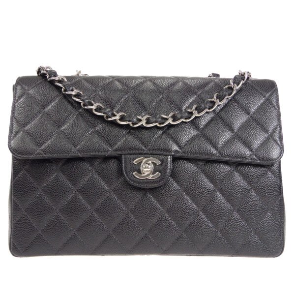 Chanel 2000-2001 Classic Flap Jumbo SHW Black Caviar