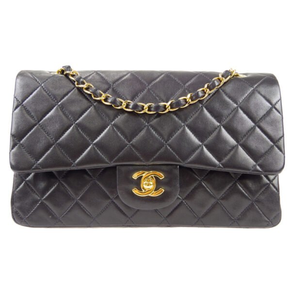 Chanel 1997-1999 Classic Double Flap Medium Black Lambskin