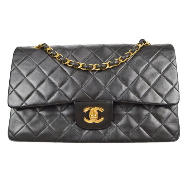 Chanel 1994-1996 Classic Double Flap Medium Black Lambskin