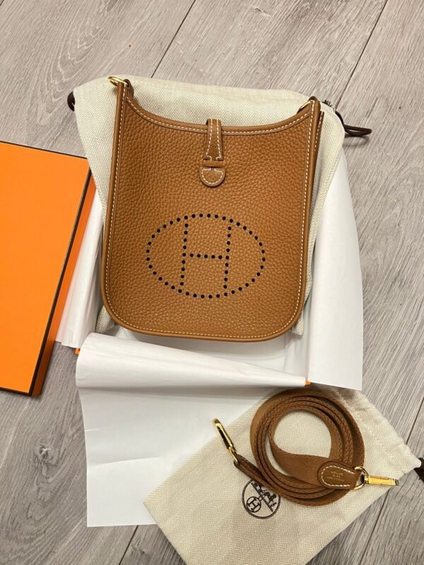 Herm√®s Mini Evelyne 16 Leather Bag Clemence Gold GHW