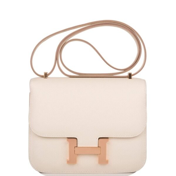 Hermes Craie Epsom Mini Constance 18cm Rose Gold Hardware