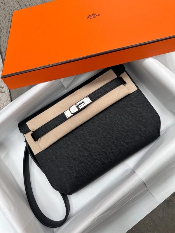 Herm√®s Kelly Depeches 25 Noir Palladium Hardware