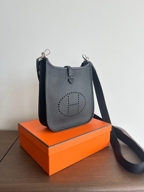 Herm√®s Mini Evelyne 16 Leather Bag Black Clemence Palladium Hardware