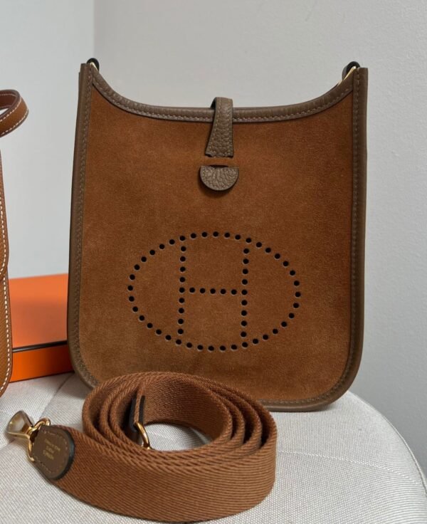 Herm√®s Mini Evelyne 16 Grizzy Clemence Chamois Alezan Gold GHW
