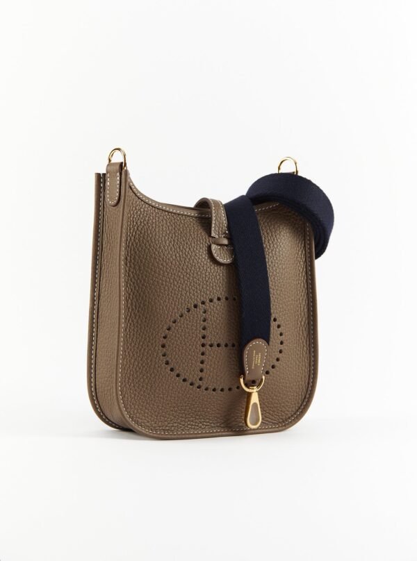 Hermes Mini Evelyne 16 Leather Bag Etoupe Clemence Gold Hardware